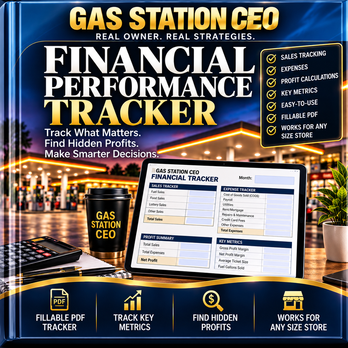 Financial Performance Tracker fillable PDF product cover