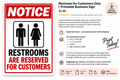 Restrooms reserved for customers printable sign with digital download details